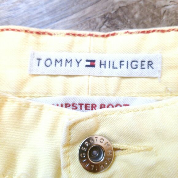 Tommy Hilfiger Hipster Boot Jeans Women Yellow Stretch - Size 12 - Picture 4 of 5
